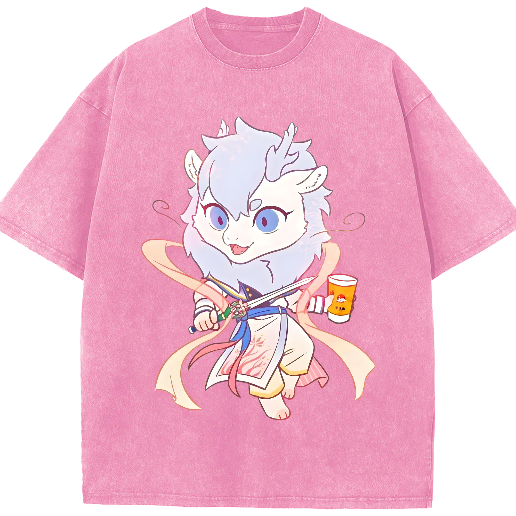 （画像用） Ne Zha 2 ナタ 魔童の大暴れ 綿100% ヴィンテージ風 半袖Tシャツ（フロントプリント）